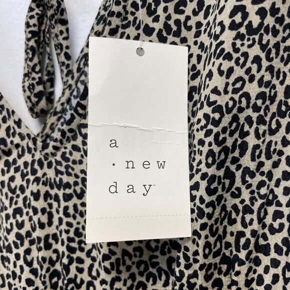 A New Day Women's Balloon Long Sleeve Tiered Midi Dress Brown Leopard Print - Picture 4 of 6